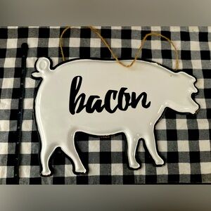 Large Pig “bacon” Metal Hanging Sign